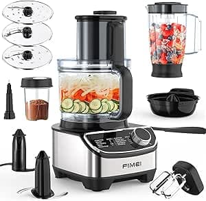 FIMEI Multifunctional Food Processor 1300W, 3 Speeds and Pulse Function, 3.5L Chopper, 1.5L Blender, Grinder, Citrus Juicer, Dough Kneader, Whisk, Shredder, Reversible Slicer, Triple Lock Protection