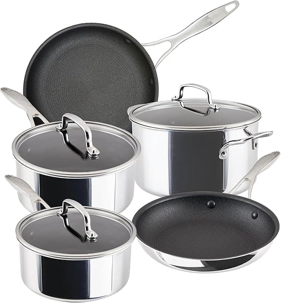 Circulon Scratch Defense Stainless Steel Pan Set: 5 Piece Induction Hob Pan Set with Extreme Non Stick, Induction & All Hob Suitable
