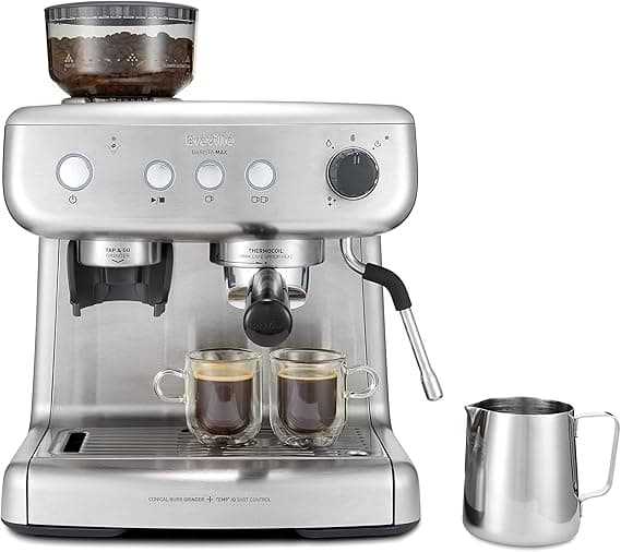 Breville Barista Max Espresso Machine | Latte & Cappuccino Coffee Maker with Integrated Bean Grinder & Steam Wand | 2.8 L Water Tank | 15 Bar Italian Pump | Stainless Steel