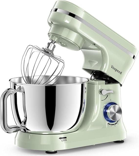 Vospeed Stand Mixer,5 Quarts 8-Speed 1000W Tilt-Head Food Mixer, Kitchen Electric Standing Mixer With Dough Hook, Whisk, Beater, Splash Guard & Mixing Bowl For (Green)