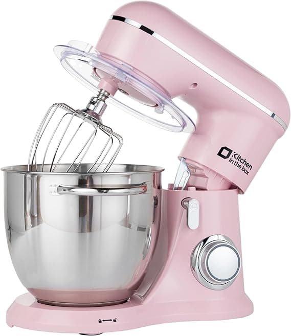 Kitchen in the box Stand Mixer, 6L Electric Food Mixer with 10 Speeds, 1300W Kitchen Appliance for Home Baking, Colorful Design Baking Tool for Bread Dough Cake with Dough Hook, Whisk, Beater (Pink)